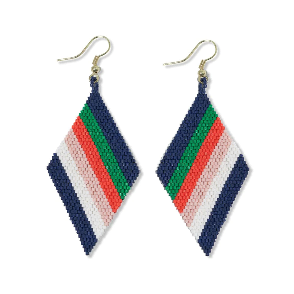 Frida Diagonal Uniform Stripe Beaded Earrings St. Tropez