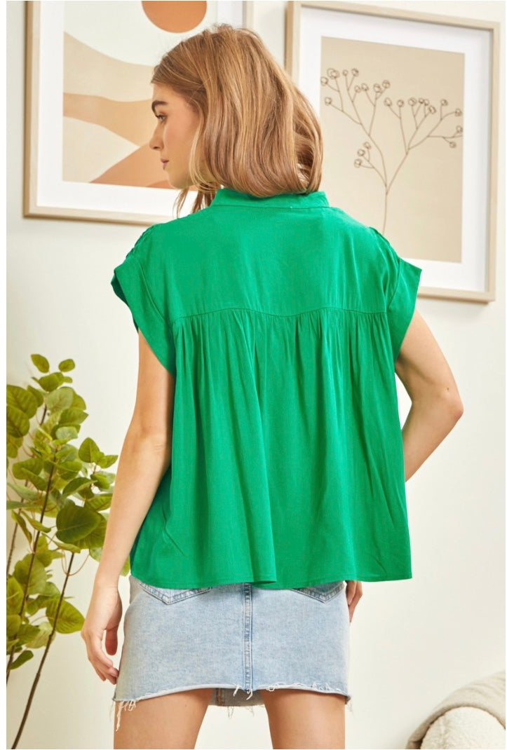 Pleated Solid Blouse