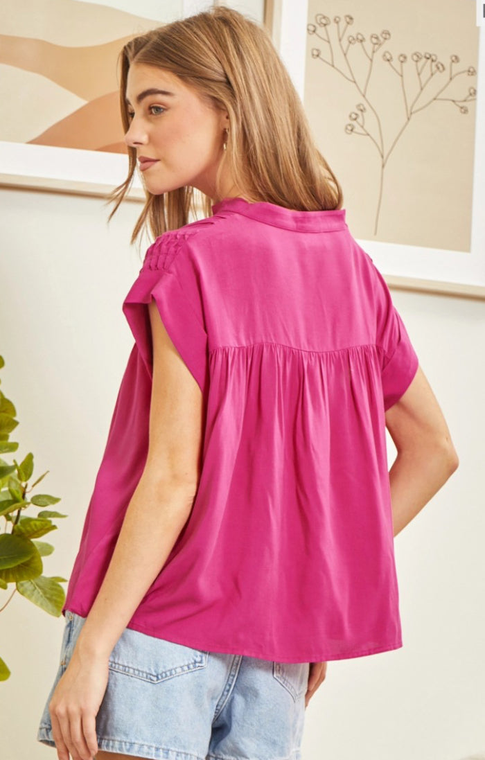 Pleated Solid Blouse