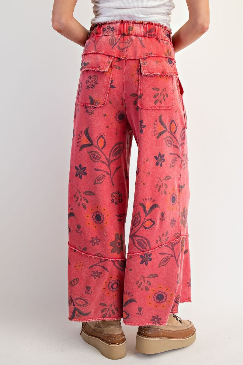 Floral Printed Washed Terry Pants/Top (Sold Separately)