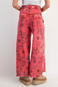 Floral Printed Washed Terry Pants/Top (Sold Separately)
