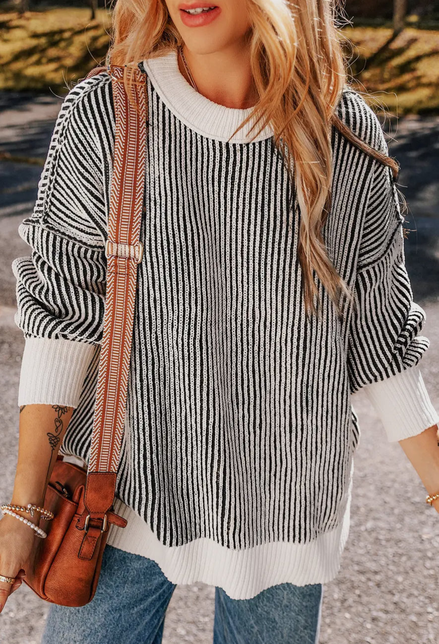 Striped Trim Sweater