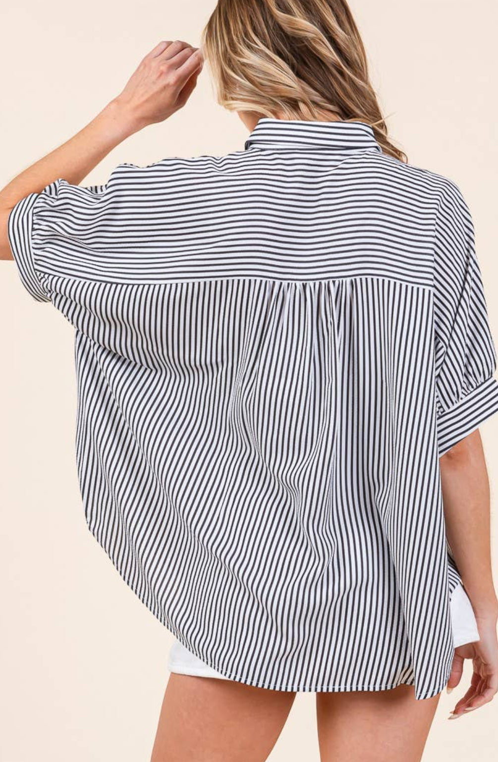 Striped Boxy Oxford Button Down Shirt