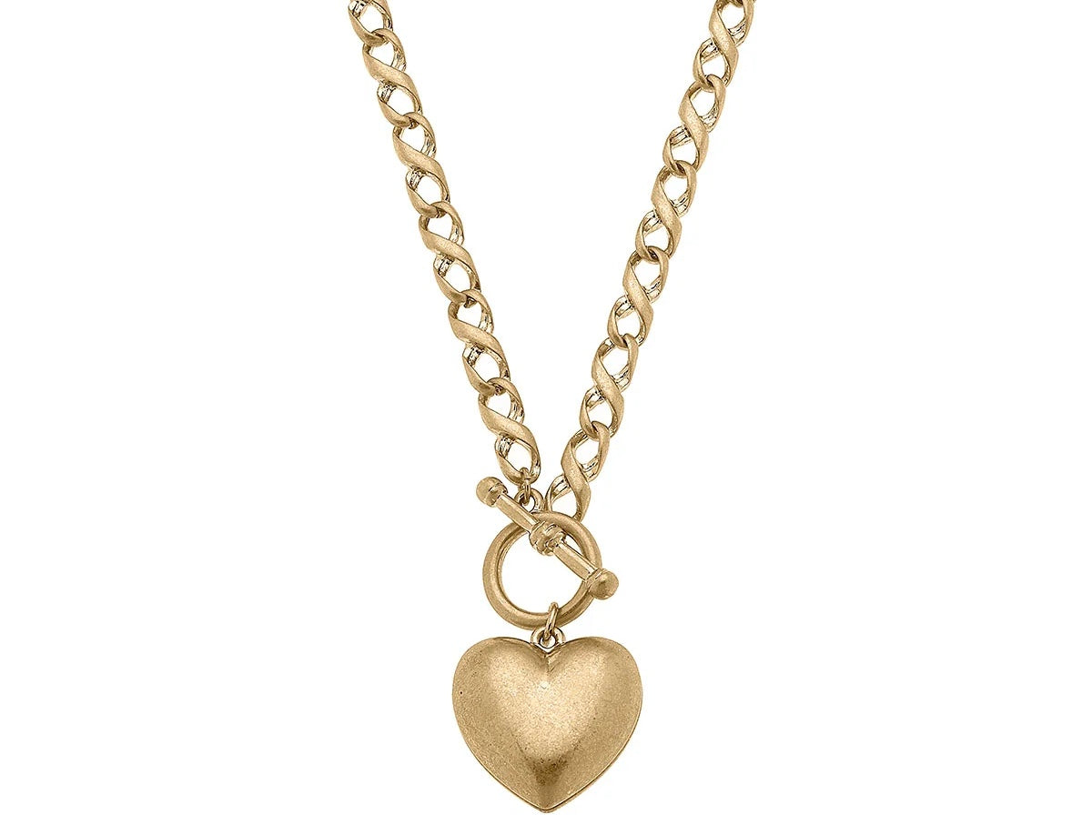 Gina Puffy Heart Front Toggle Necklace