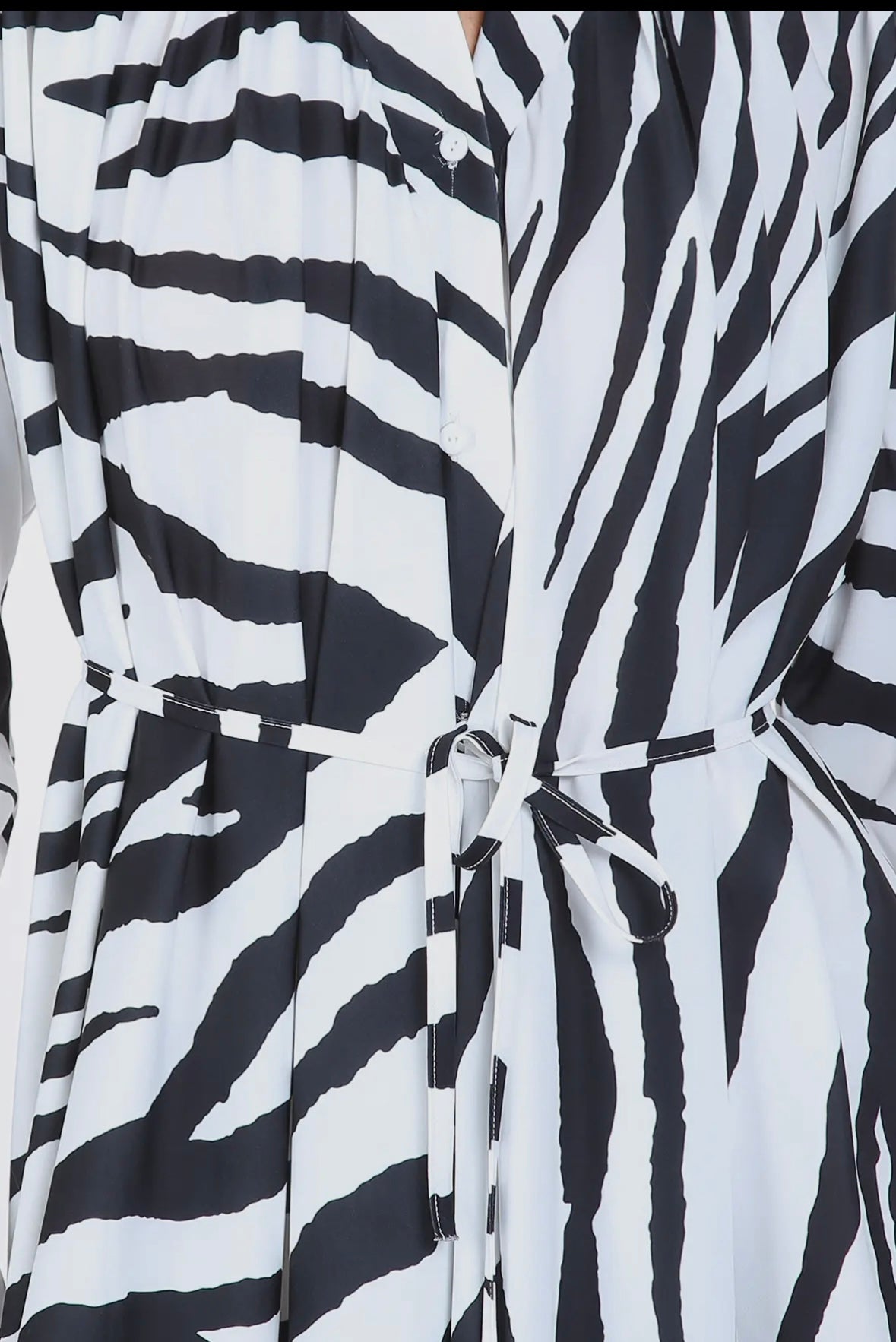 Zebra Belted Satin Midi Dress