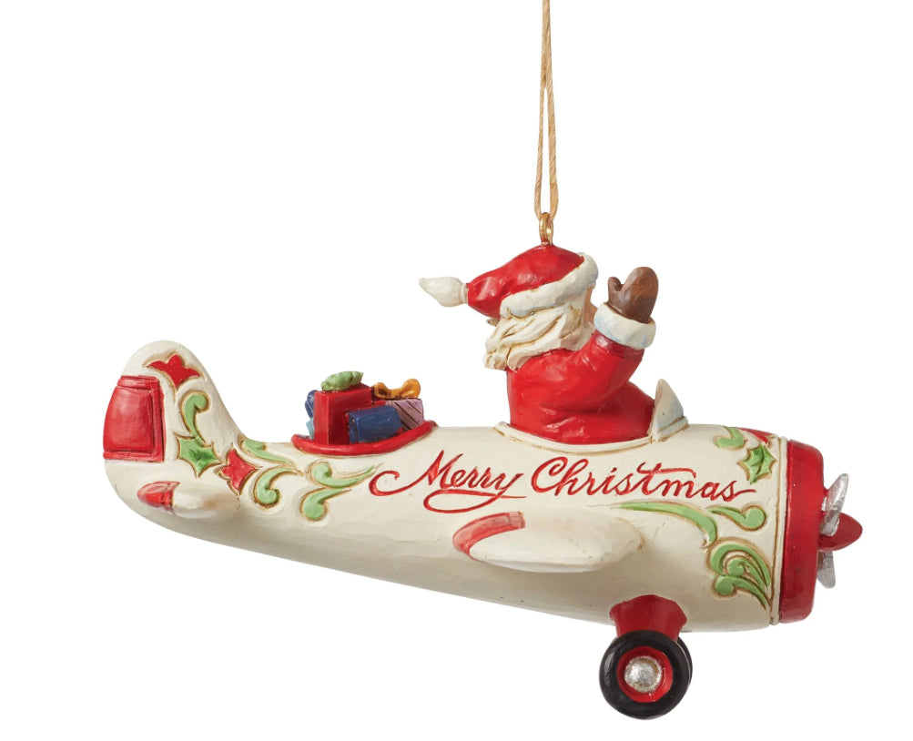 Santa in Airplane Ornament