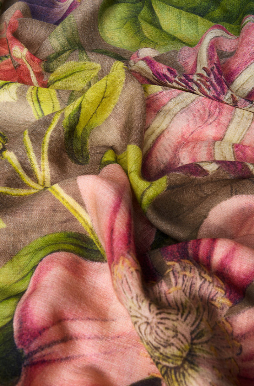 Wool Wraparound Oversized Botanicals