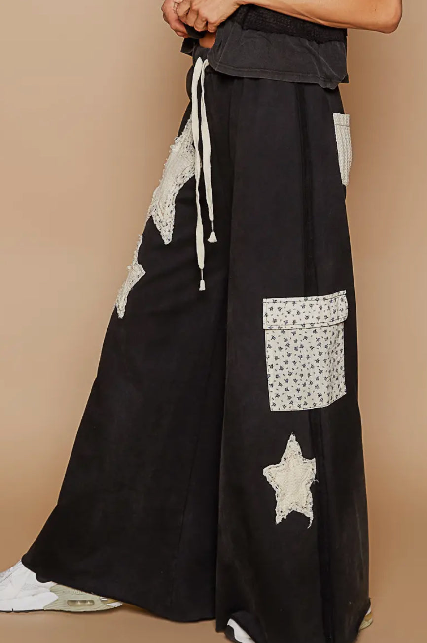 Star Patched Adjustable Pants