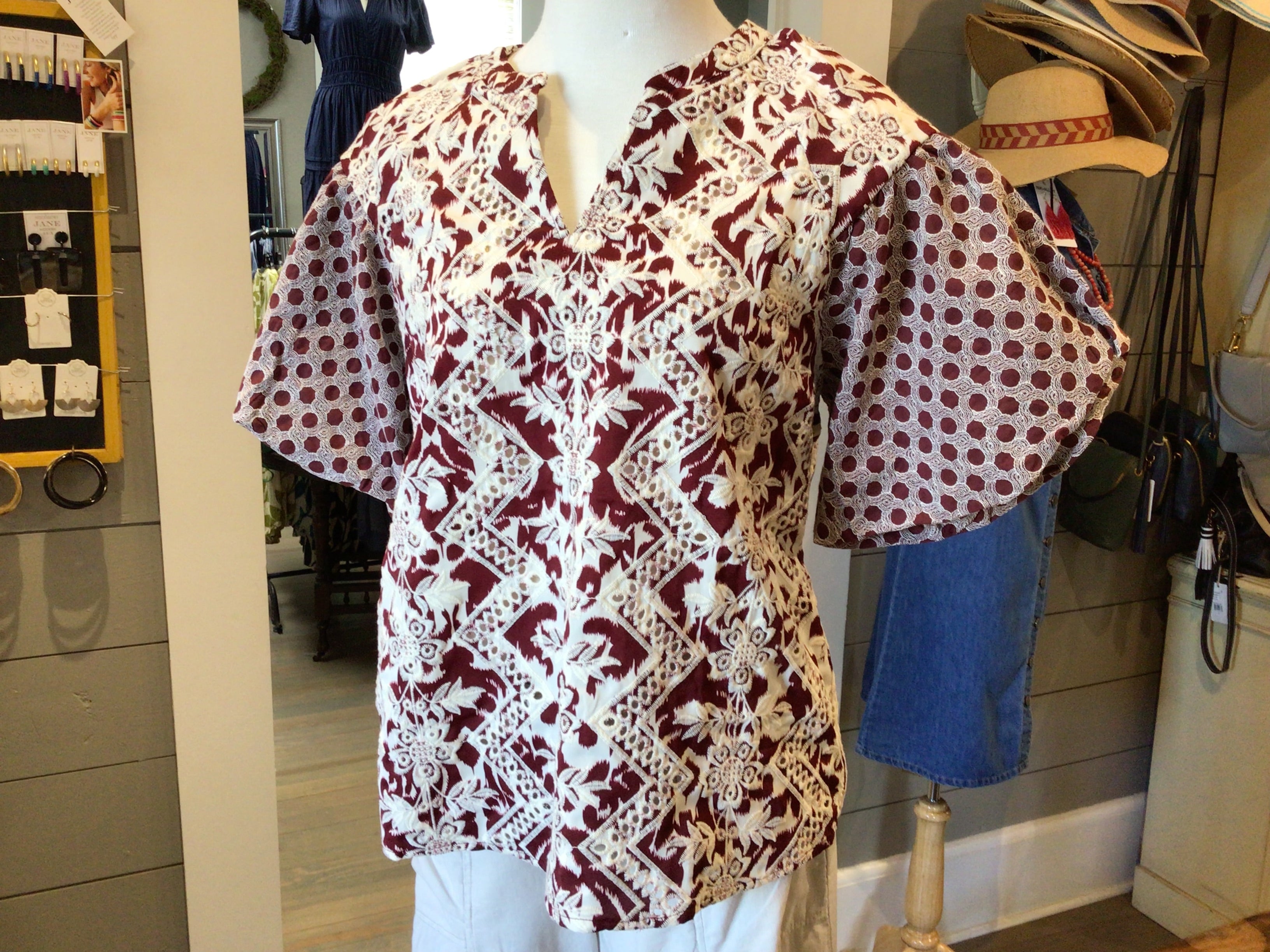 Multi Embroidered Print Mixed Top