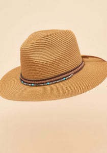 Thalia Hat - Caramel with Embossed Beads