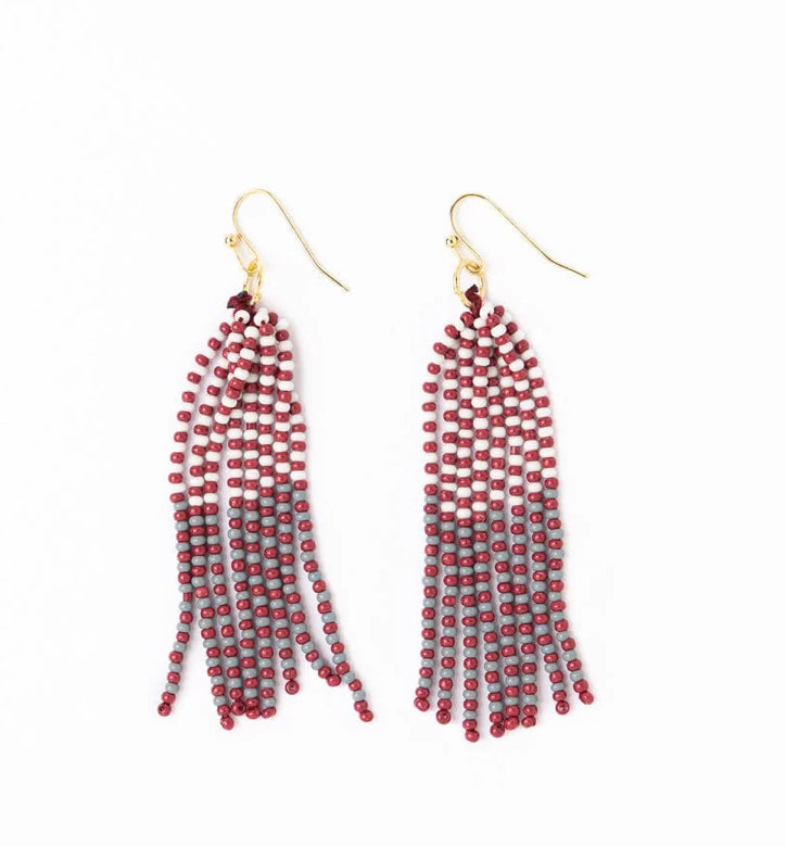 Game Day Tassel Seed Bead Earrings