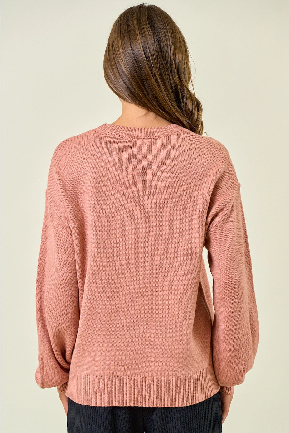 Howdy Embroidered Round Neck Oversized Sweater