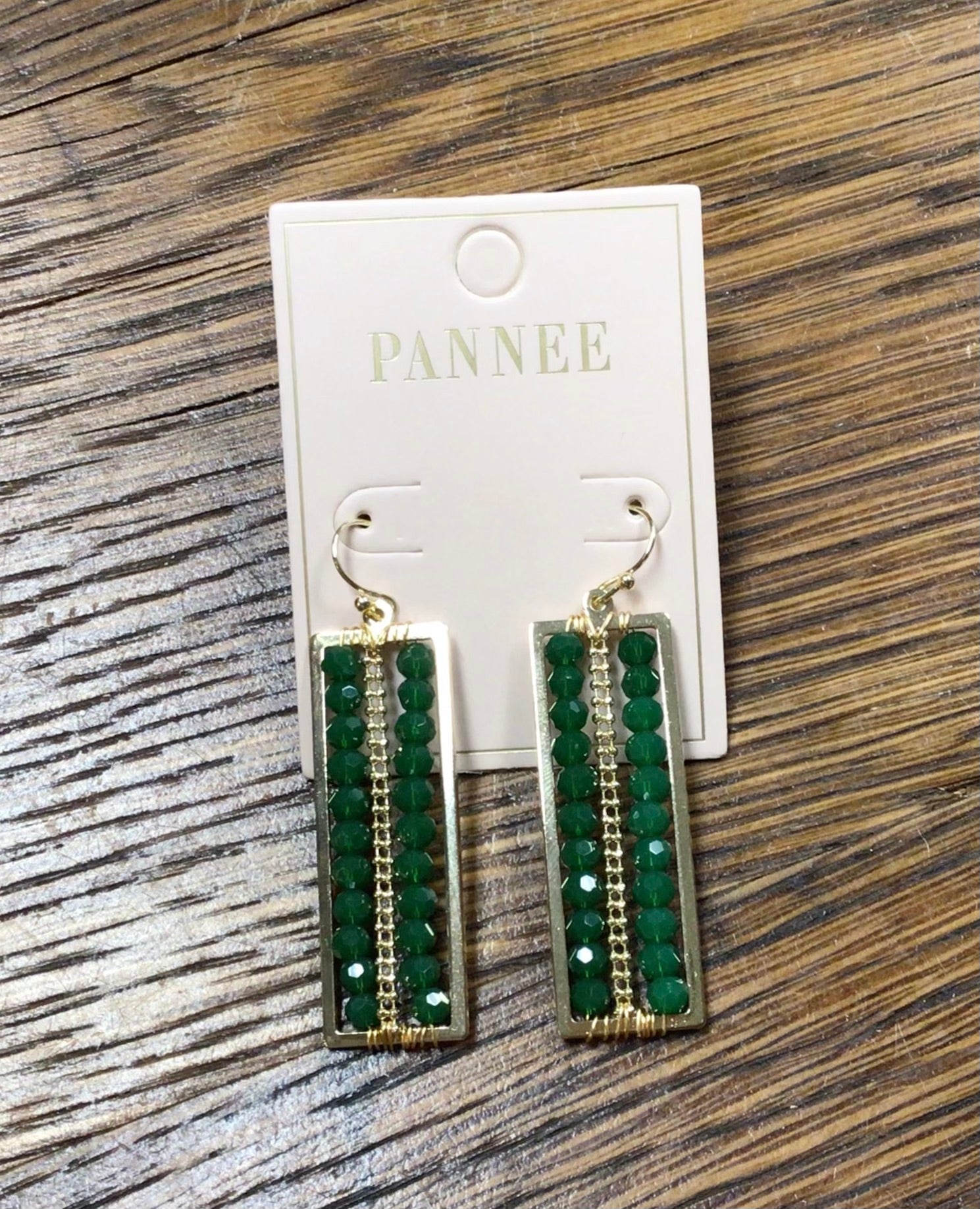 Rectangle Woven Emerald Earrings