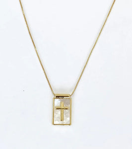 Pearl Shell Cross Necklace