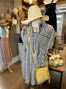 Cotton Striped Button Down Tunic Dress