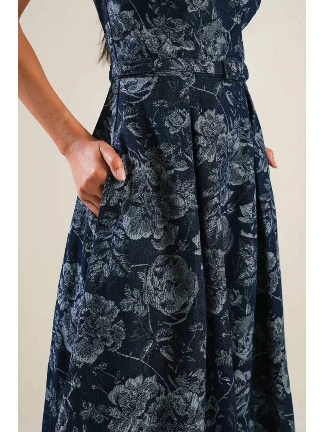 A Jacquard Denim Midi Dress