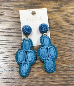 Wander Blue Beaded Statement Earrings