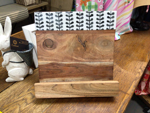 Acacia Cookbook Holder with Black & White Enamel | Cook | 11 X 11"