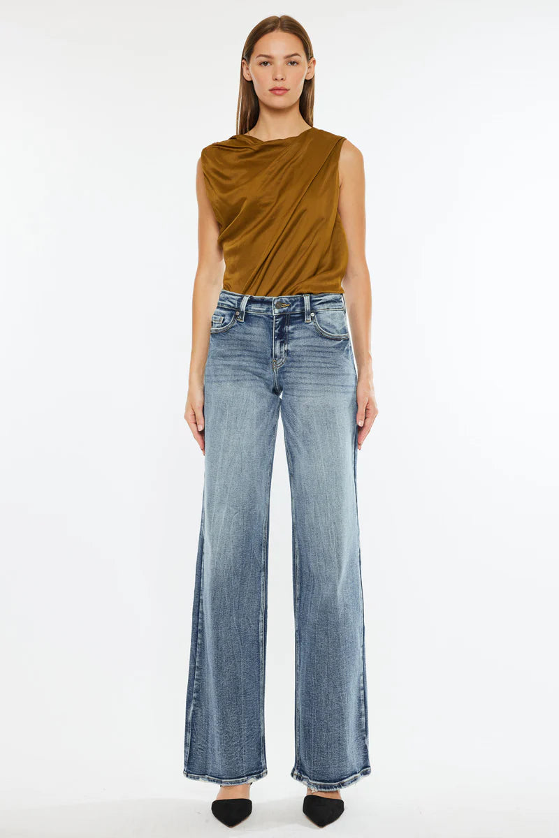 Mid Rise Wide Leg Jeans