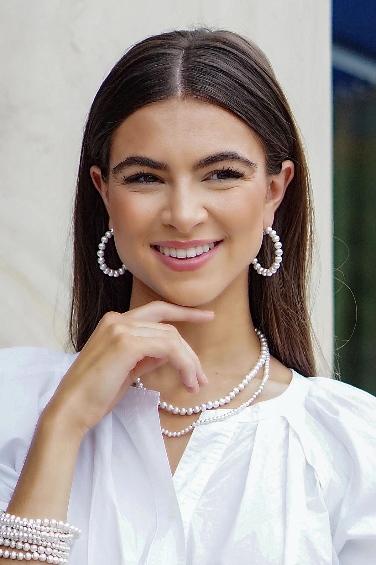 Jasper Ball Bead Hoop Earrings