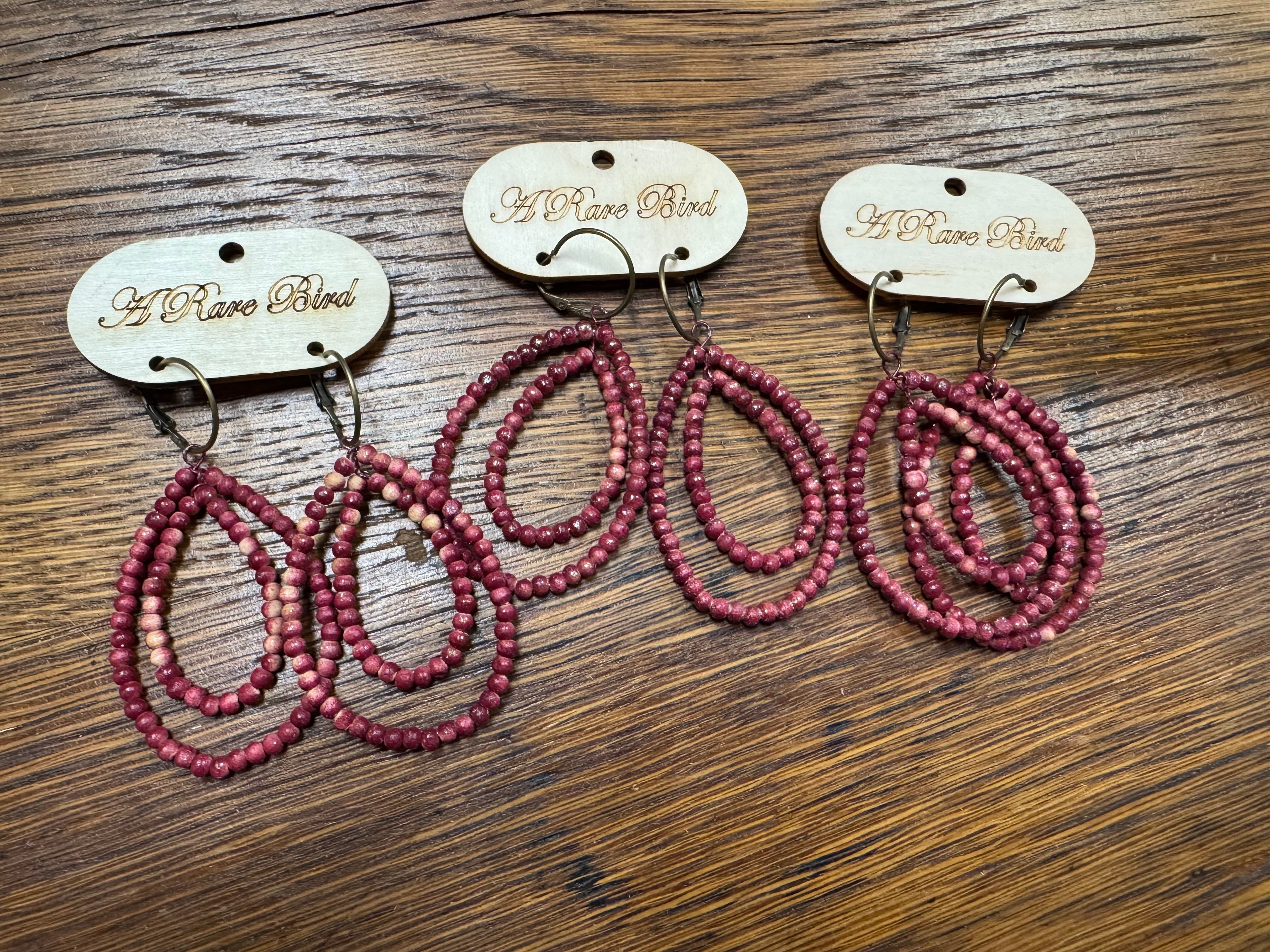 Teakwood Double Teardrop Earrings
