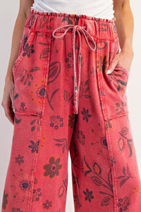 Floral Printed Washed Terry Pants/Top (Sold Separately)