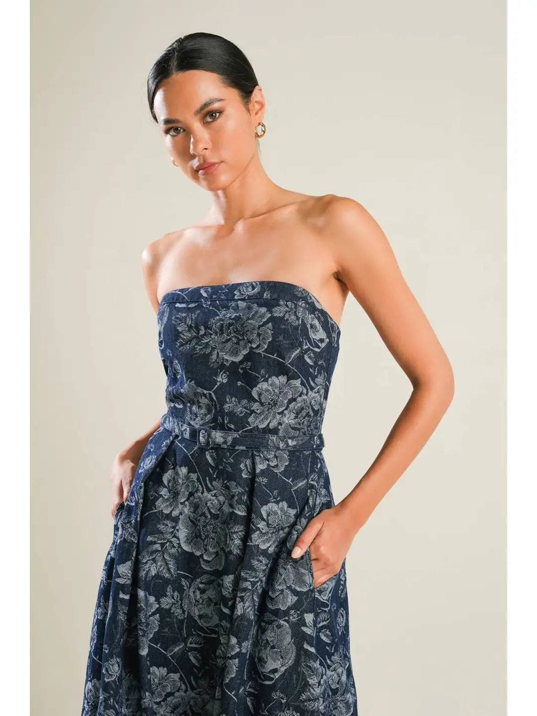 A Jacquard Denim Midi Dress