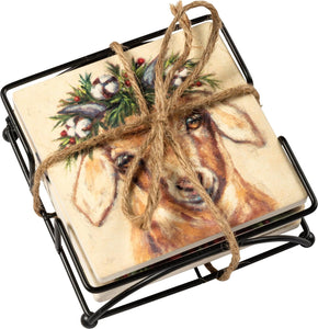 Farm Animal Family Christmas - Coaster Set