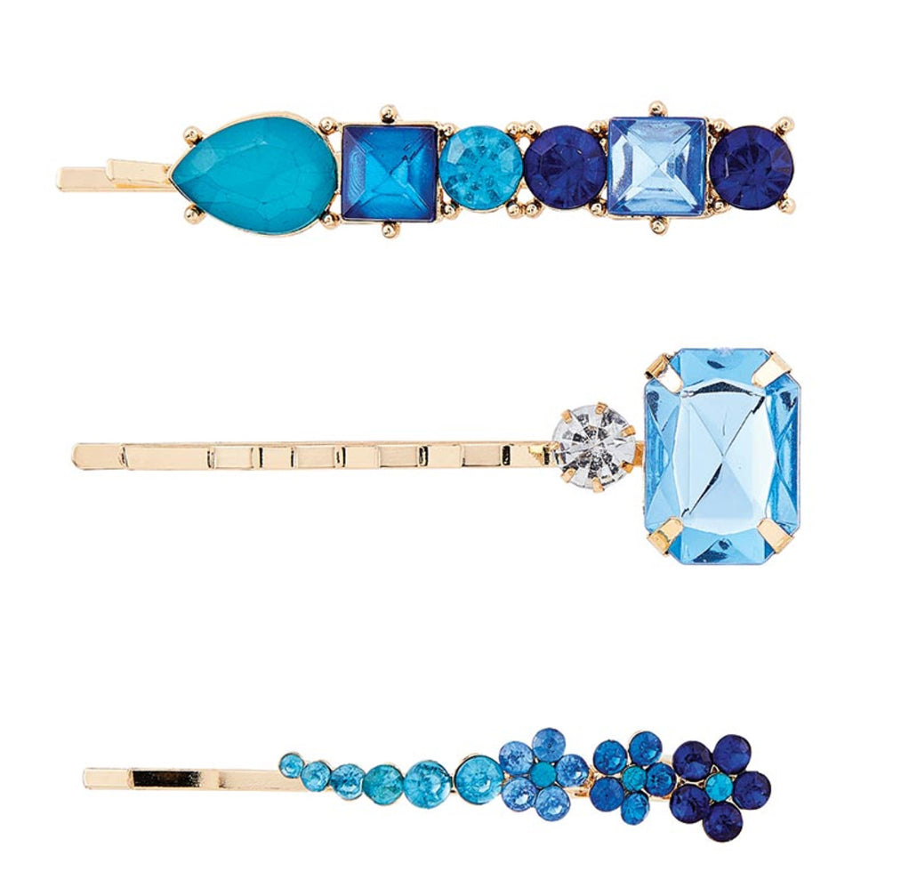 Crystal Hair Pins - Aqua Jewels