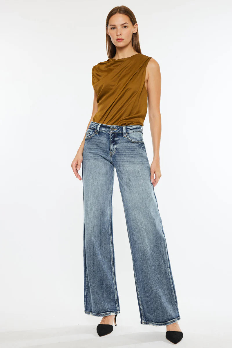 Mid Rise Wide Leg Jeans