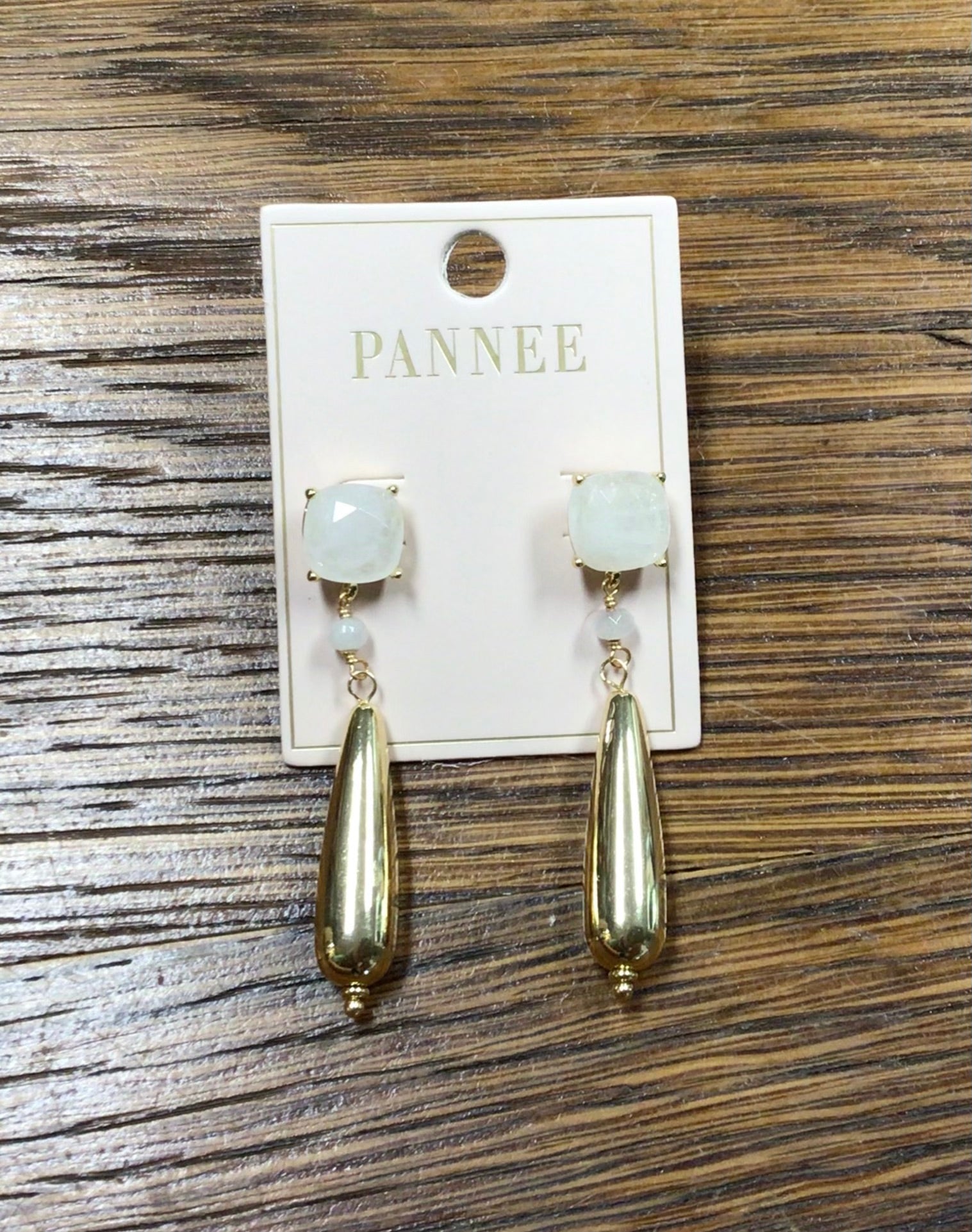 Cushion White Quartz Drop Earrings