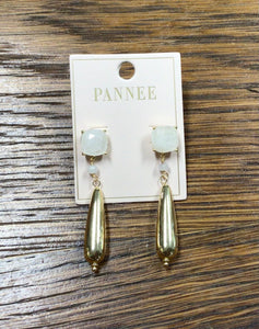Cushion White Quartz Drop Earrings
