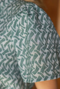 Ruffled High Neck Abstract Printed Top
