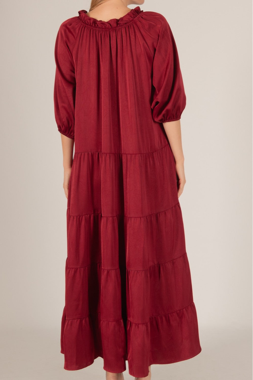 Satin Tiered Maxi Dress