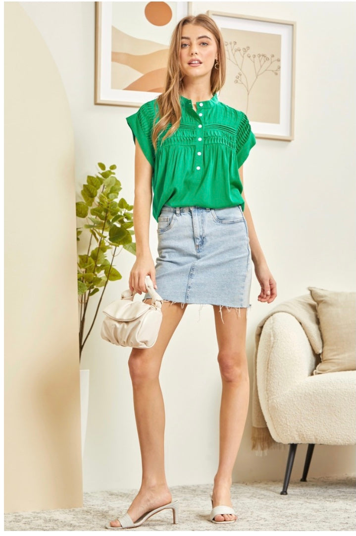 Pleated Solid Blouse