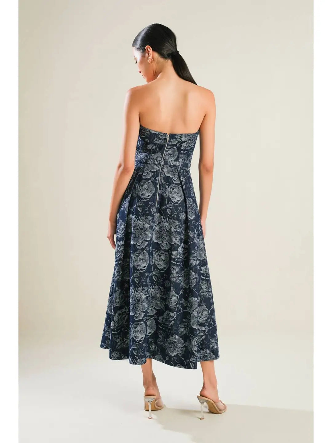 A Jacquard Denim Midi Dress