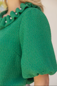 Pearled Ruffled Top