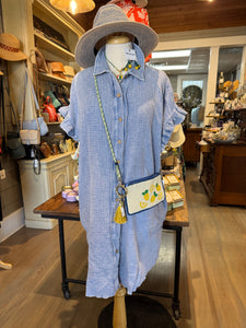 Mineral Wash Cotton Gauze Mini Shirt Dress