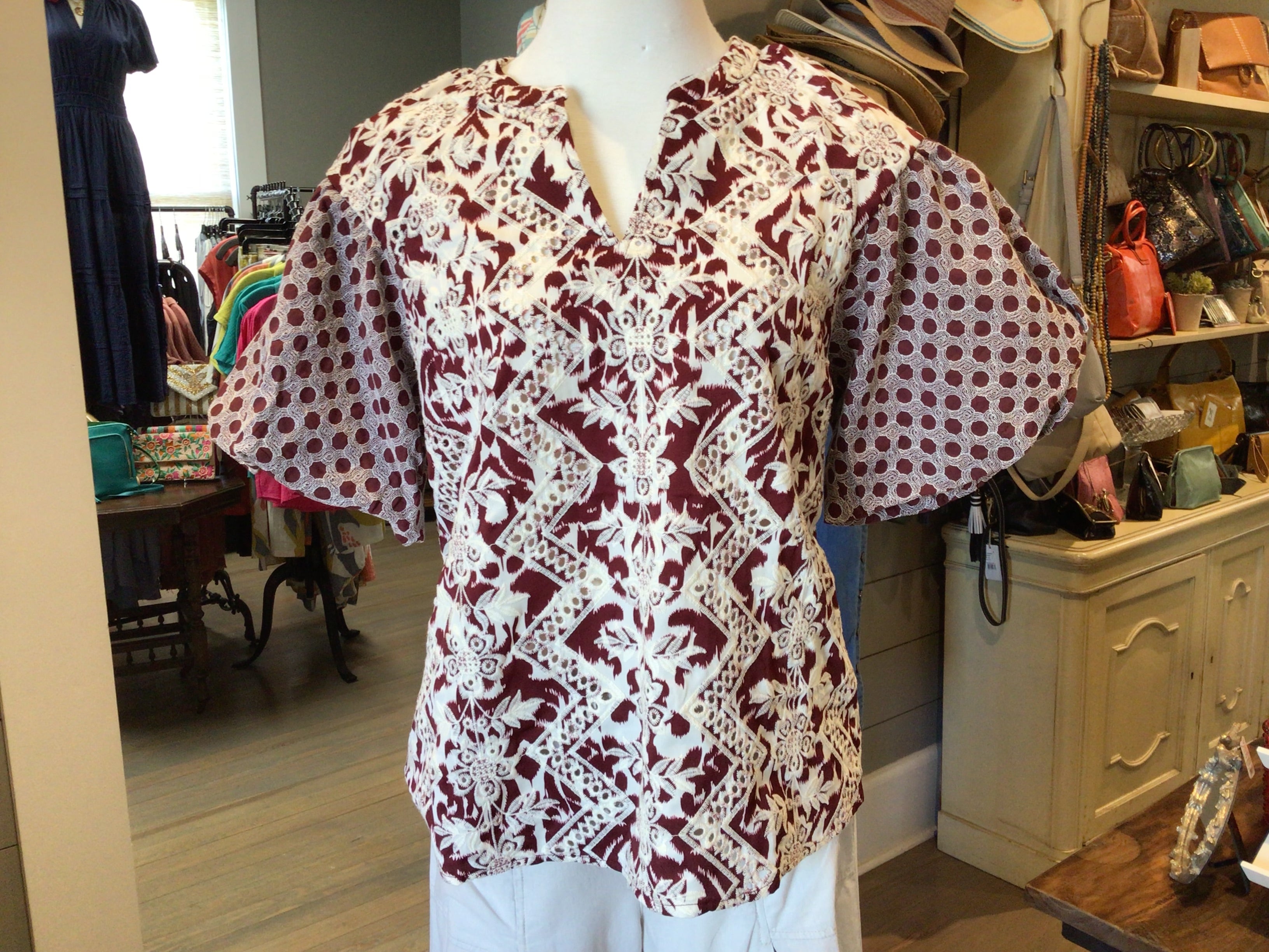 Multi Embroidered Print Mixed Top