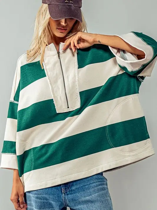 Breezy Striped Pullover Top