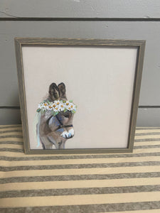 Daisy Wreath Donkey Mini Framed