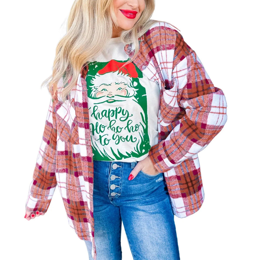 Plaid Checkered Christmas Shirt Jacket - Holiday Cozy Fit