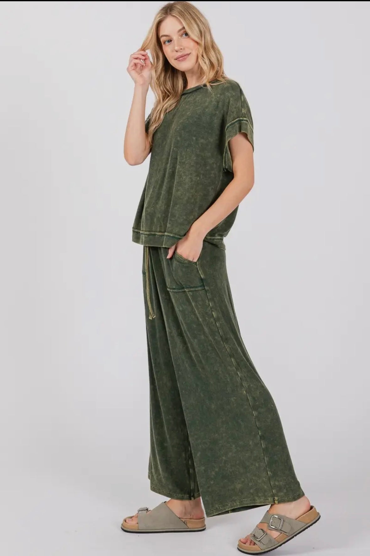 Mineral Washed Top and Pants Rib Set (each piece sold separately)