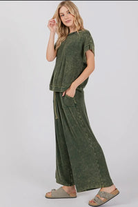 Mineral Washed Top and Pants Rib Set (each piece sold separately)
