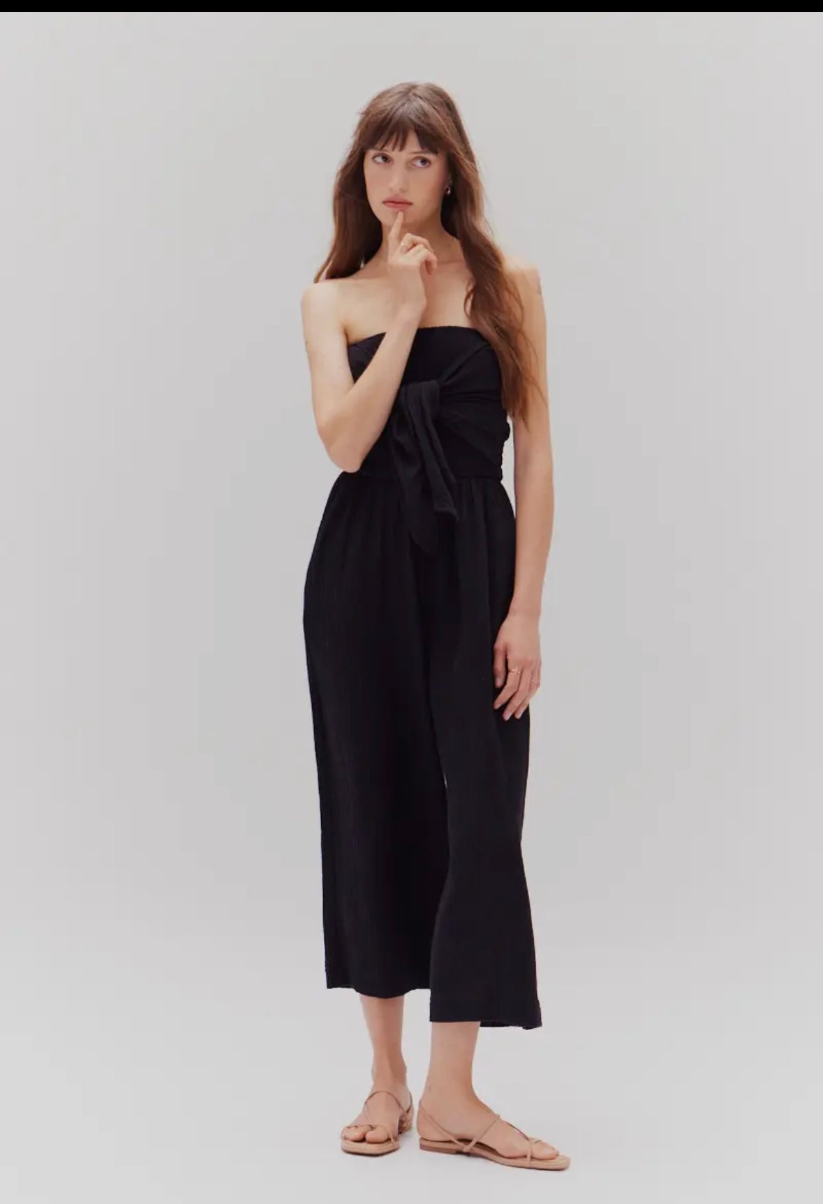 Tie Front Gauze Jumpsuit