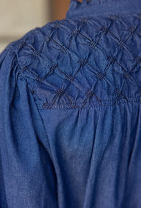 Textured Yoke Puff Sleeve Top
