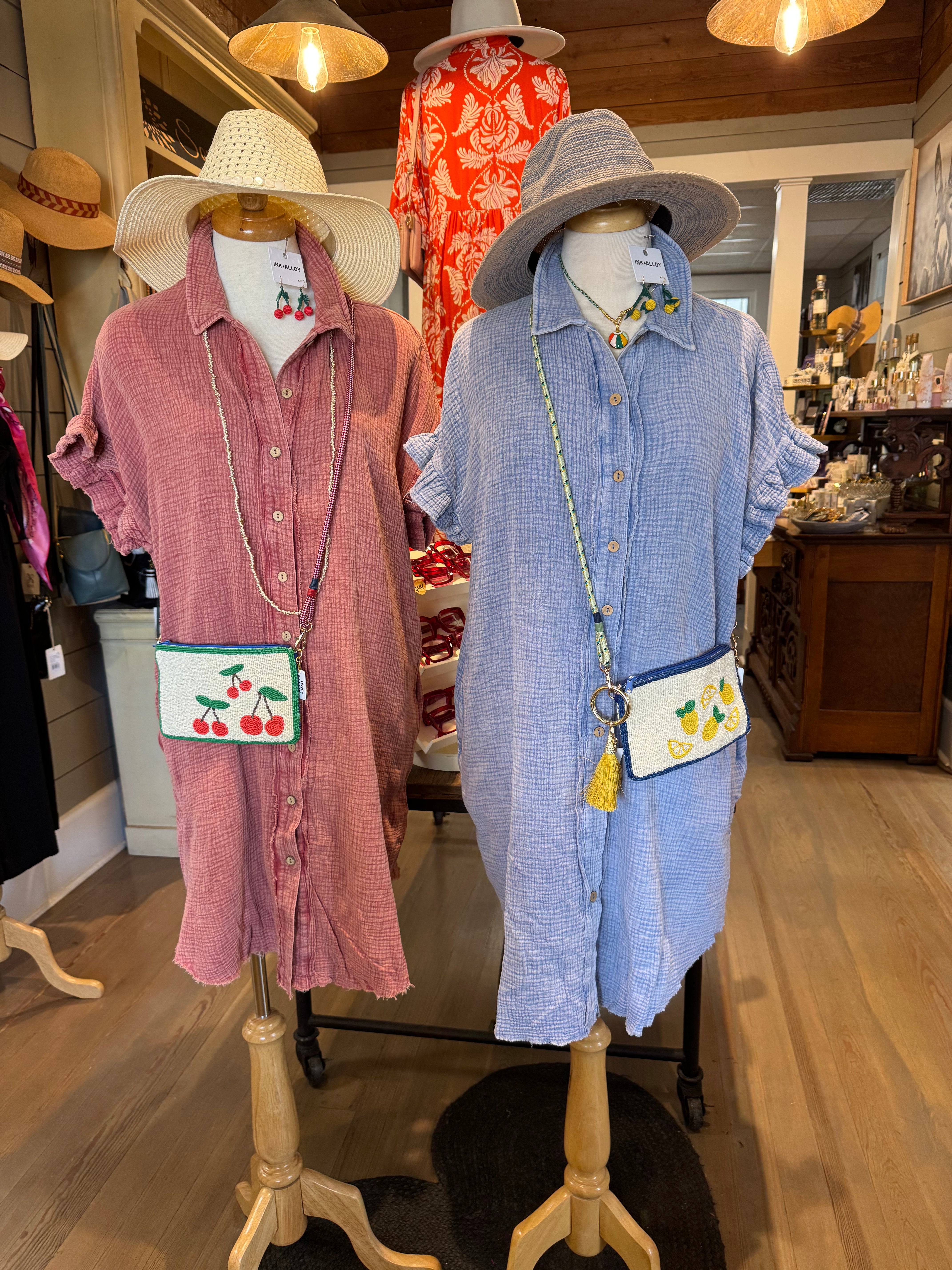 Mineral Wash Cotton Gauze Mini Shirt Dress