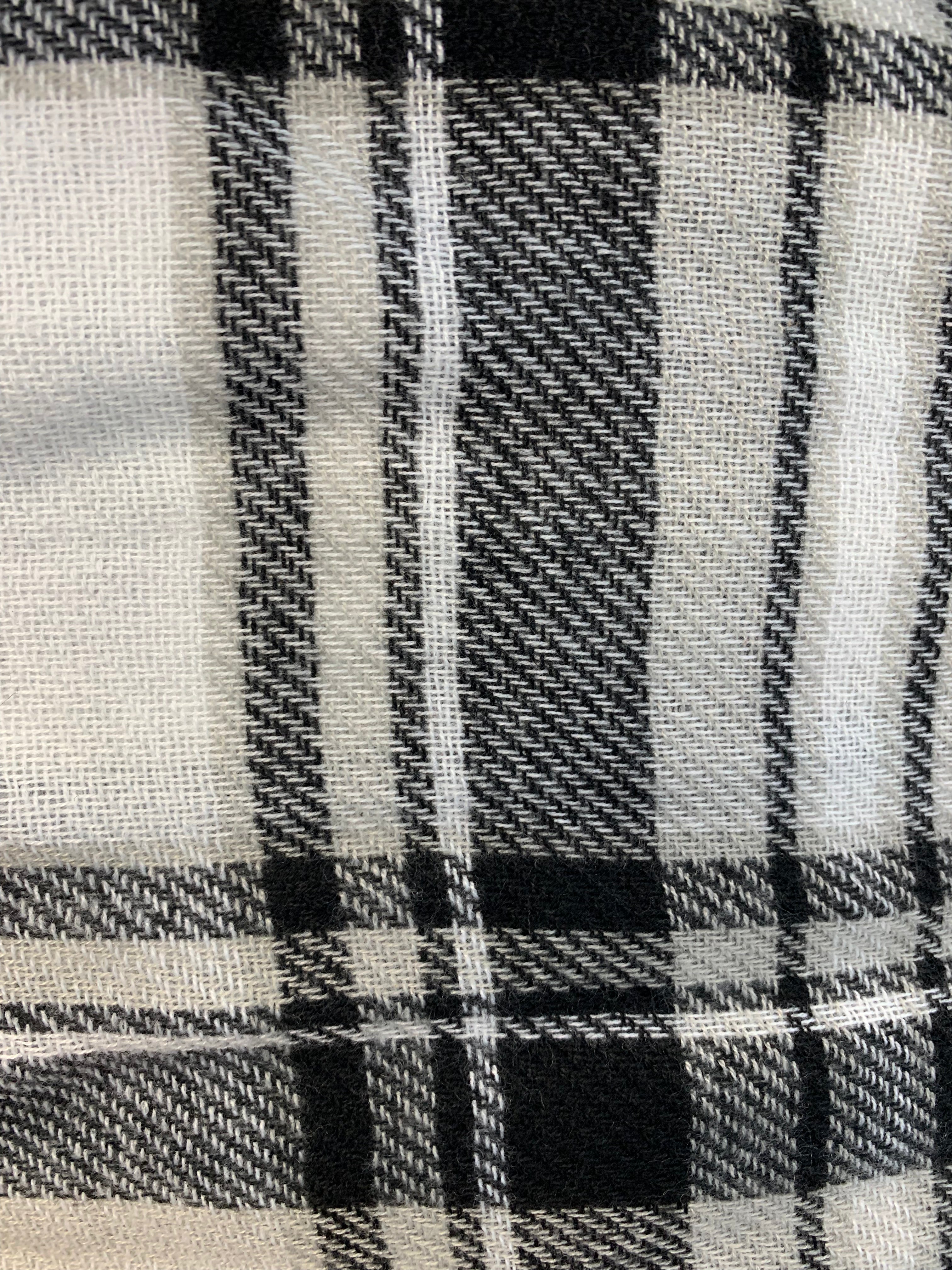 Plaid Black and White Scarf