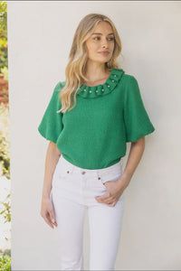 Pearled Ruffled Top