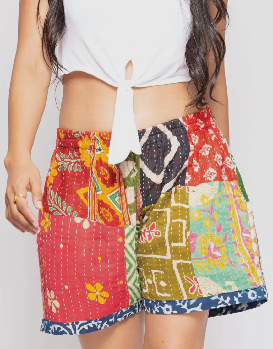 Cotton Kantha Shorts